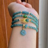  Chuỗi Lam Ngọc Cao Băng 4.5li Mix Charm Ngọc Thiền và Hoa Mai 