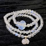  Chuỗi Moonstone Mix Túi Tiền Bọc Bạc, Hồ Ly và Charm Bạc 