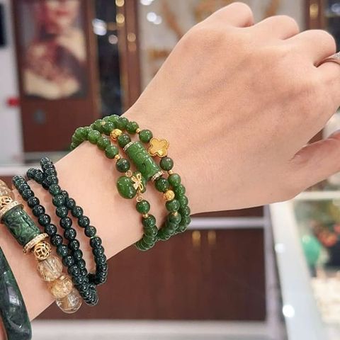  Chuỗi Ngọc Bích Mix Charm Vàng 