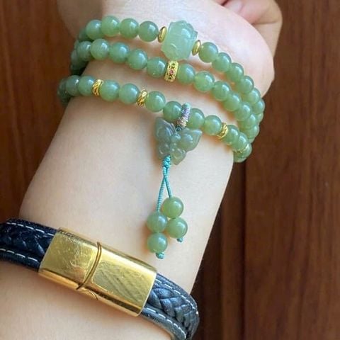  Chuỗi Ngọc Hoà Điền Mix Lu Thống và Hồ Điệp Charm Titan 