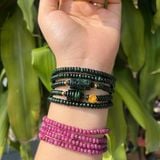  Chuỗi Sơn Thủy Jadeite A Mix Lu Thống, Ngũ Điếu và Charm Vàng 10K 