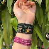  Chuỗi Sơn Thủy Jadeite A Mix Lu Thống, Ngũ Điếu và Charm Vàng 10K 