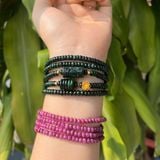  Chuỗi Sơn Thủy Jadeite A Mix Lu Thống, Ngũ Điếu và Charm Vàng 10K 