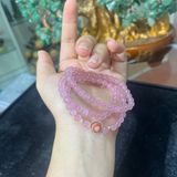  Chuỗi Thạch Anh Hồng Trong Đậm Màu Mix Charm Bạc Và Mã Não 