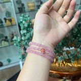  Chuỗi Thạch Anh Hồng Trong Đậm Màu Mix Charm Bạc Và Mã Não 