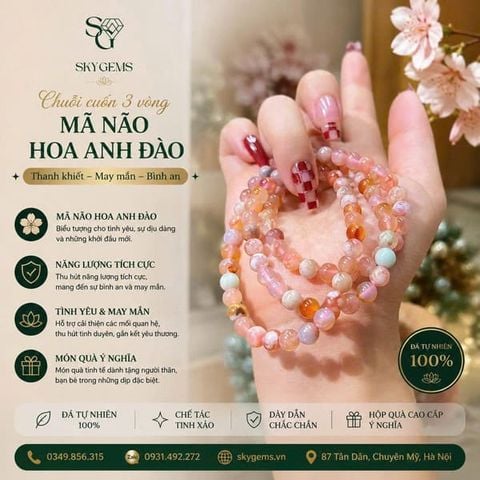 Chuỗi Vòng Tay Hoa Anh Đào 6mm