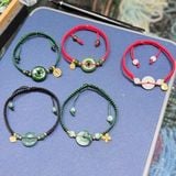  Dây Tết Kiểu Ngũ Điếu Đá Ngọc Mix Charm Bạc Mạ Vàng 