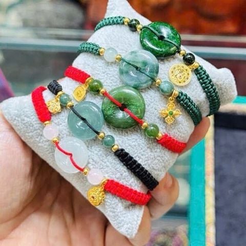  Dây Tết Kiểu Ngũ Điếu Đá Ngọc Mix Charm Bạc Mạ Vàng 