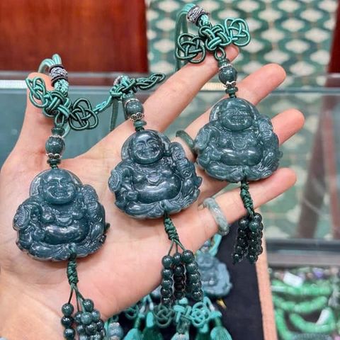 Khánh Treo Xe Phật Di Lặc Lam Ngọc