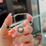  Lắc Tay Bạc Mix Đồng Điếu Hippi Lam Ngọc & Mã Não 