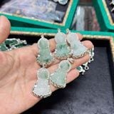  Mặt Phật Bà Quan Âm Ngọc Cẩm Thạch Hoa Bay Bọc Bạc 