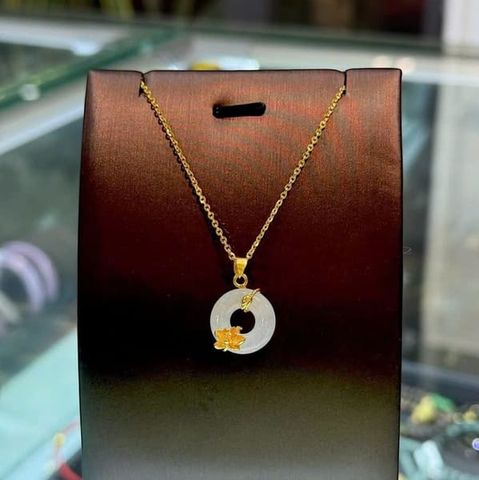  Mặt Đeo Cổ Đồng Điếu Bọc Hoa Sen Vàng 10K 
