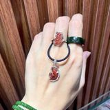  Mặt Đeo & Nhẫn Hồ Ly Chúa Thạch Anh Tóc Đỏ Dáng Đuôi Vũ 