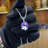  Mặt Đeo Cổ Đồng Điếu Bọc Hoa Sen Bạc 