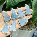  Mặt Phật Bà Quan Âm Đá Aquamarine Bọc Bạc 