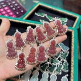  Mặt Phật Bà Quan Âm Thạch Anh Dâu Tây Hồng Bọc Bạc 3cm 