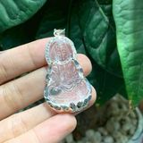  Mặt Phật Bà Quan Âm Đá Thạch Anh Trắng Bọc Bạc 