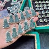  Mặt Phật Bà Quan Âm Lam Ngọc Bọc Bạc 