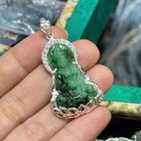  Mặt Phật Bà Quan Âm Ngọc Sơn Thuỷ Bọc Bạc 