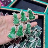  Mặt Phật Bà Quan Âm Ngọc Sơn Thuỷ Bọc Bạc 