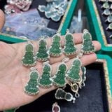  Mặt Phật Bà Quan Âm Thạch Anh Dâu Tây Xanh Bọc Bạc 