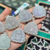  Mặt Phật Di Lặc Bạch Ngọc Bọc Bạc 3.3cm 