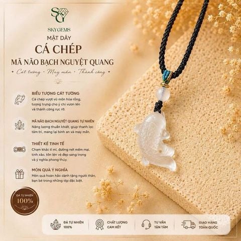 Mặt Dây Chuyền Cá Chép Mã Não Bạch Nguyệt Quang