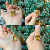  Nhẫn Bạc Gắn Đá Citrine Cắt Giác Cho Nam 