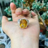  Nhẫn Bạc Gắn Đá Citrine Cắt Giác Cho Nam 