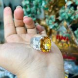  Nhẫn Bạc Gắn Đá Citrine Cắt Giác Cho Nam 
