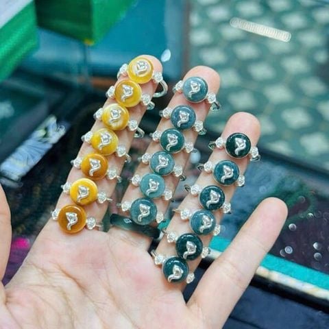  Nhẫn Lộc Phúc Tình Đá Mắt Hổ & Lam Ngọc 
