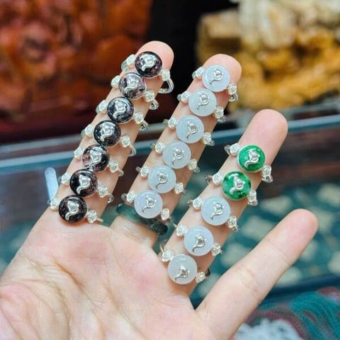  Nhẫn Lộc Phúc Tình Tóc Đen – Bạch Ngọc và Sơn Thủy 