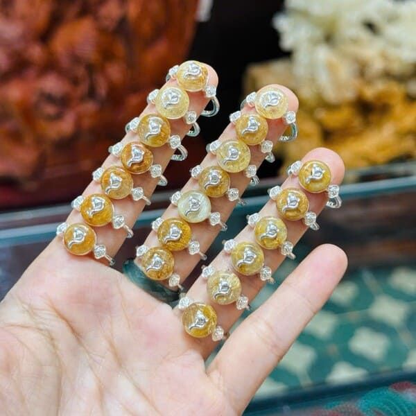  Nhẫn Lộc Phúc Tình Thạch Anh Tóc Vàng 