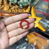  Nhẫn Mã Não Đỏ mix Cỏ 4 Lá bạc mạ vàng 