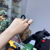  Nhẫn Mã Não Đỏ mix Cỏ 4 Lá bạc mạ vàng 