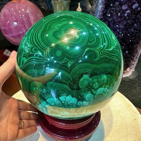 Quả Cầu Khổng Tước Malachite