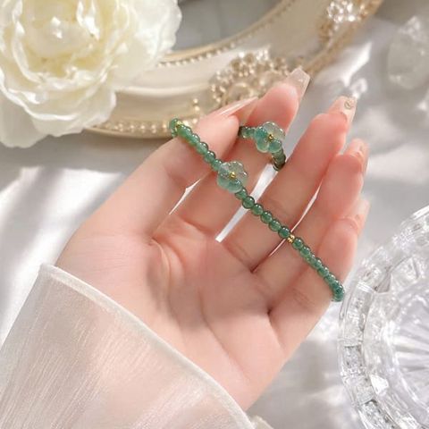 Set Vòng Tay & Nhẫn Lam Ngọc Jadeite A Mix Hoa Mai