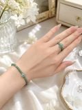  Set Vòng Tay & Nhẫn Lam Ngọc Jadeite A Mix Hoa Mai 