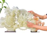  Tác Phẩm Hoa Khai Phú Quý Kết Hợp Gậy Như Ý Ngọc Onyx 