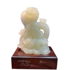 Tượng Rắn Ngọc Onyx Trắng