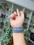  Vòng Tay Aquamarine Mix Hồ Ly Chúa & Bi Vàng 10K Cuốn 3 