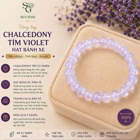 Vòng tay Chalcedony tím Violet tự nhiên