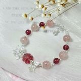  Vòng Cỏ 4 Lá Thạch Anh Dâu Tây Hồng Mix Thạch Anh Hồng 