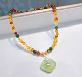  Vòng Cổ Hổ Phách Mix Mặt Như Ý & Phật Di Lặc 