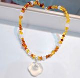  Vòng Cổ Hổ Phách Mix Mặt Như Ý & Phật Di Lặc 