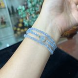  Vòng Tay Đá Aquamarine Cắt Giác Mix Bi Mạ Vàng 