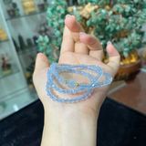  Vòng Tay Đá Aquamarine Cắt Giác Mix Bi Mạ Vàng 