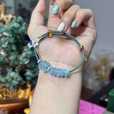  Vòng Tay Cỏ 4 Lá Mix Ngũ Điếu Đá Aquamarine 