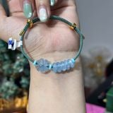  Vòng Tay Cỏ 4 Lá Mix Ngũ Điếu Đá Aquamarine 