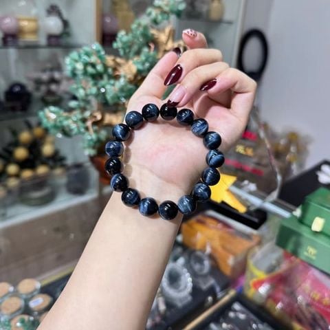 Vòng tay Mắt Hổ xanh đen VIP 12mm